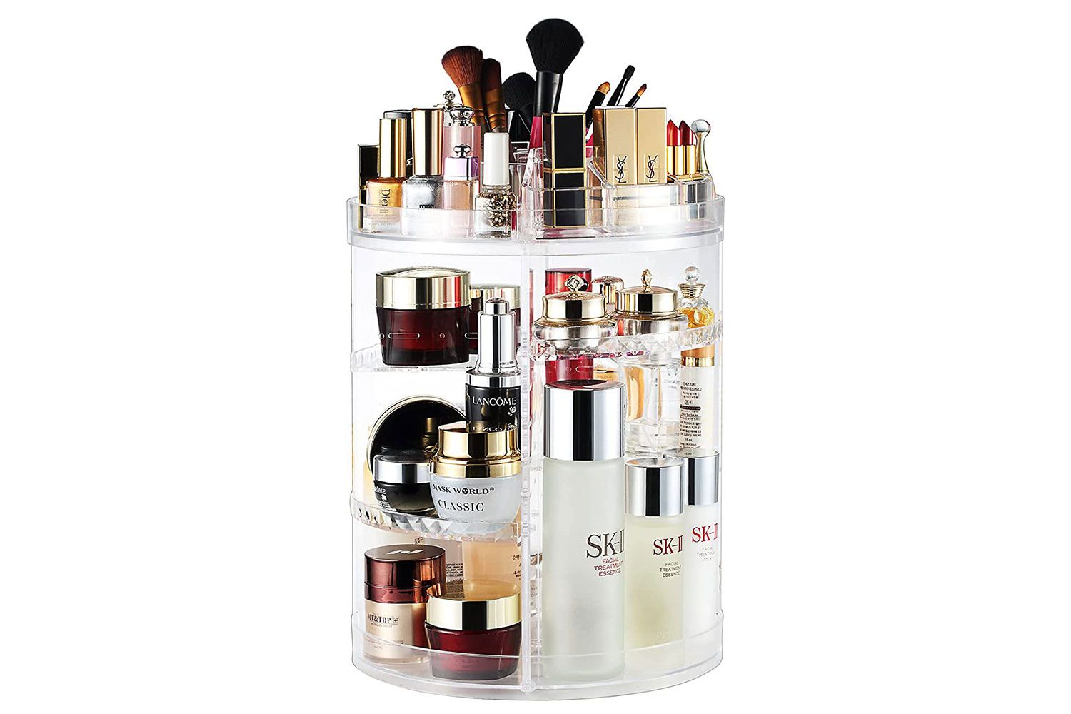 AMEITECH Makeup Organizer, 360 Degree Rotating Adjustable Cosmetic Storage Display Case with 8 Layers Large Capacity, Fits Jewelry, Makeup Brushes, Lipsticks and More, Clear Transparent