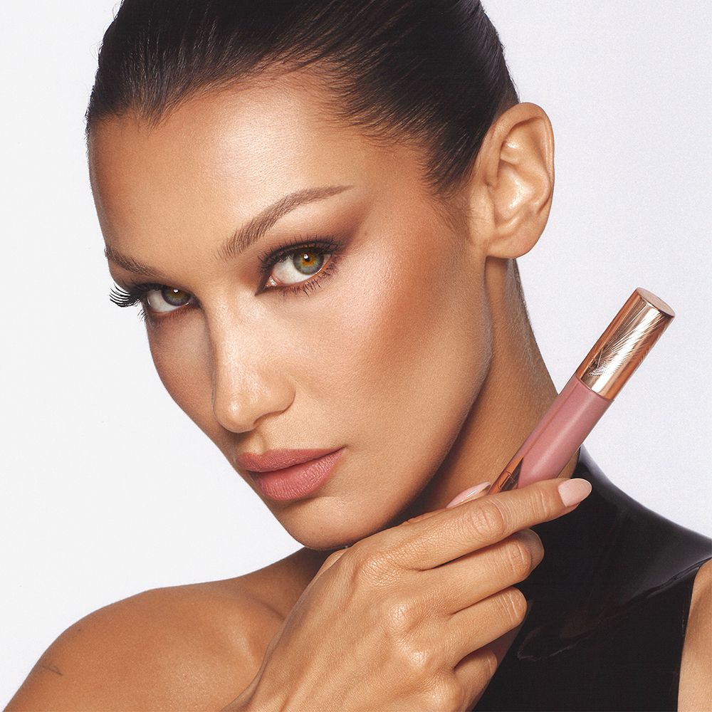 bella hadid wearing the charlotte tilbury airbrush flawless lip blur