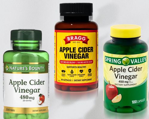 Collage of the Best Apple Cider Vinegar Gummies from Bragg, Nature's Bounty, and Spring Valley on a grey tile background