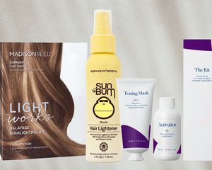 A collage of highlighting kits from brands Madison Reed, Sun Bum, and eSalon.