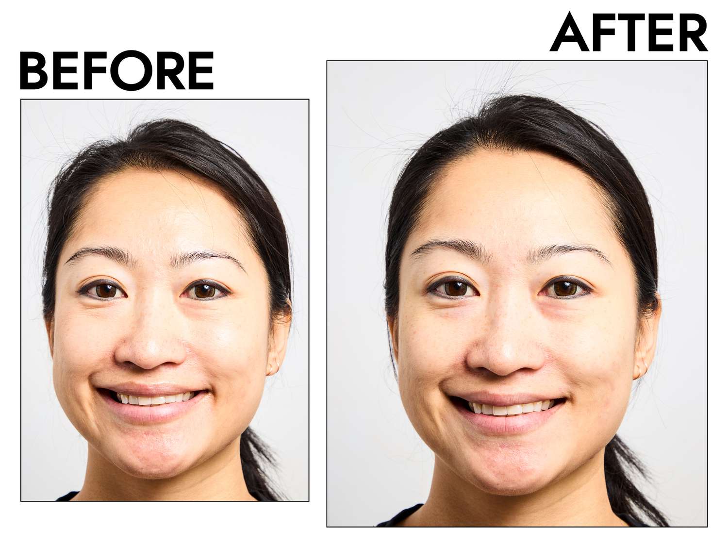 Before and after a person cleaned their face with Shiseido Perfect Cleansing Oil