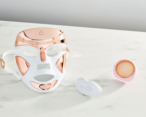 Best LED light therapy masks displayed on a marble counter