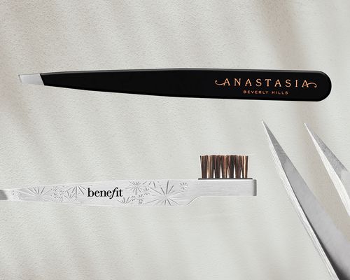 a collage of the best tweezers on a gray background