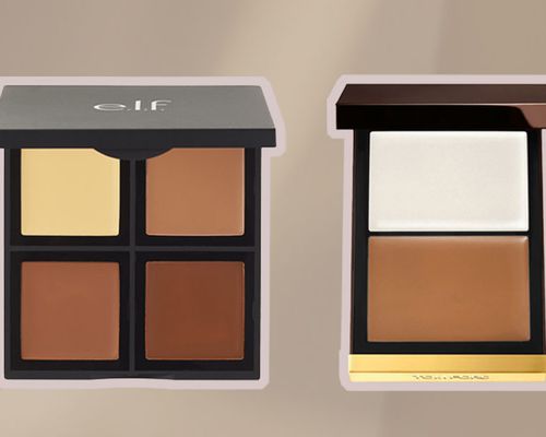 Collage of cream contour palettes we recommend on a gray background