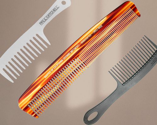 Three combs for men on a brown background