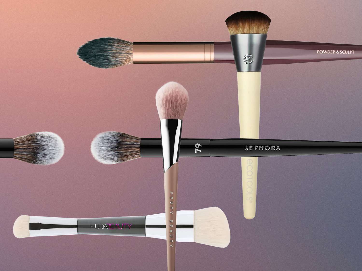 Contouring brushes arranged on a purple background