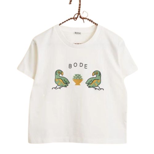 Bode Twin Parakeet Tee in cream