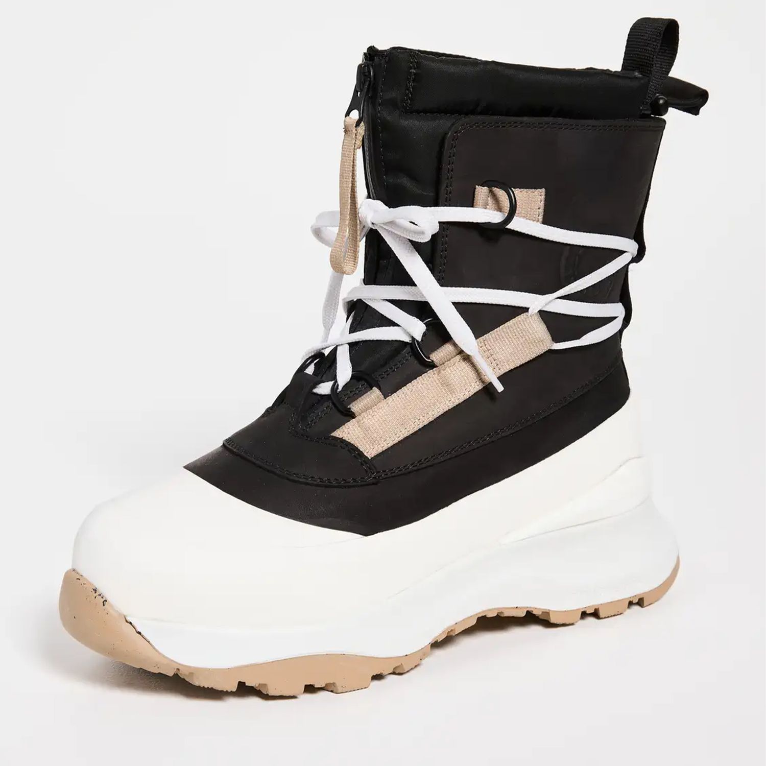 Canada Goose Alliston snow boots in black and white with beige accents