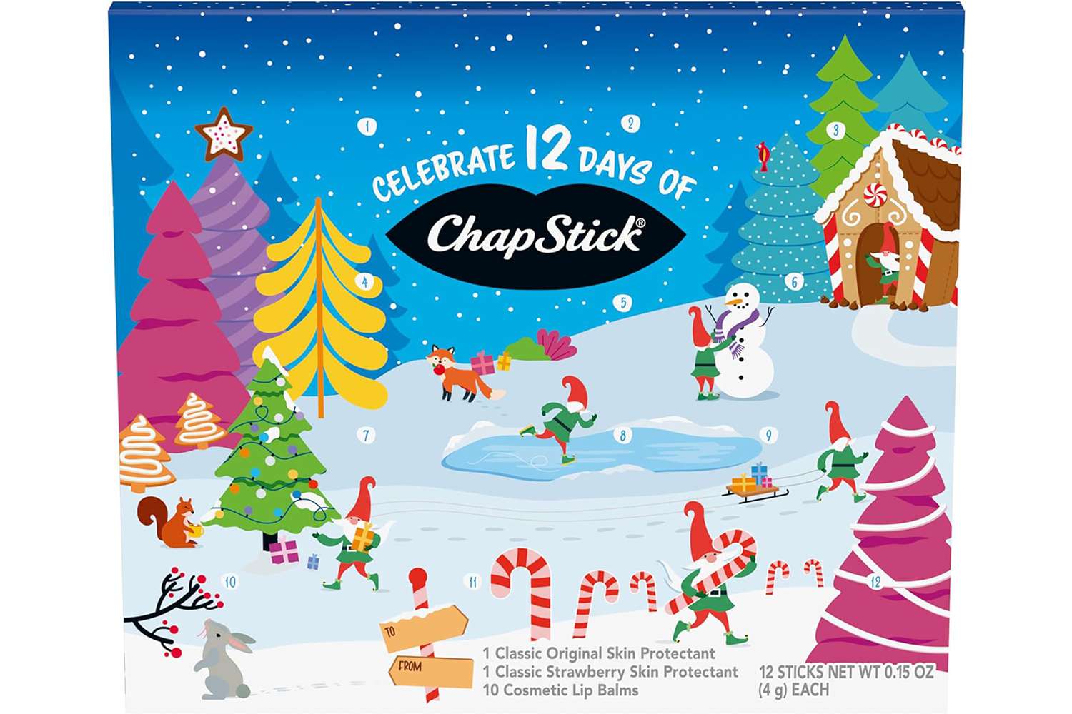 ChapStick Holiday 12 Day Advent Calendar Lip Balm Gift Set - 0.15 Oz