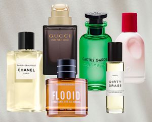 Gender Neutral fragrances arranged on a neutral colored background