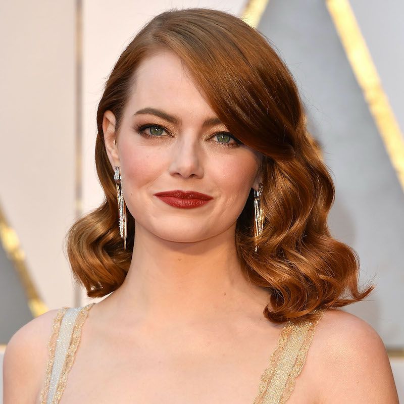 Emma Stone wears old Hollywood shoulder-length pin curls