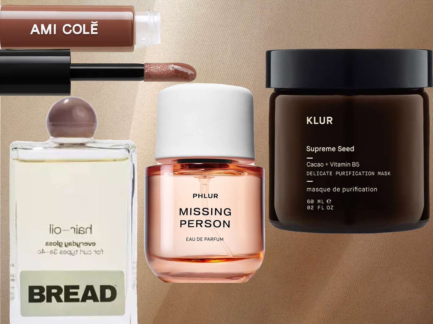 A collage of Gift-Worthy Beauty Buys against a brown background