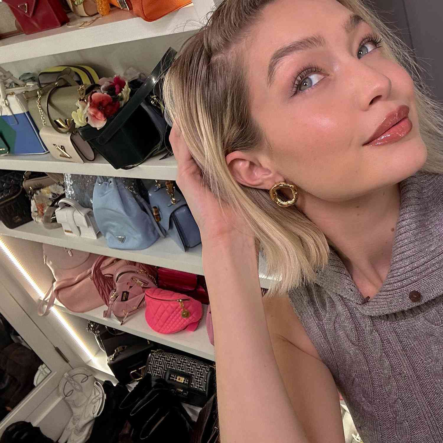 gigi Hadid with a blonde, flippy "malt shop" bob