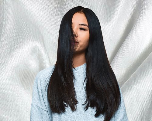 woman with shiny long hair