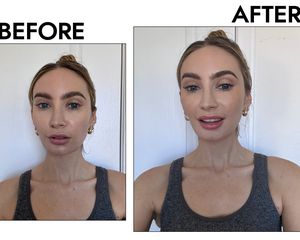 Taylor Jean Stephan before and after selfie wearing IT Cosmetics CC+ Cream Natural Matte Foundation