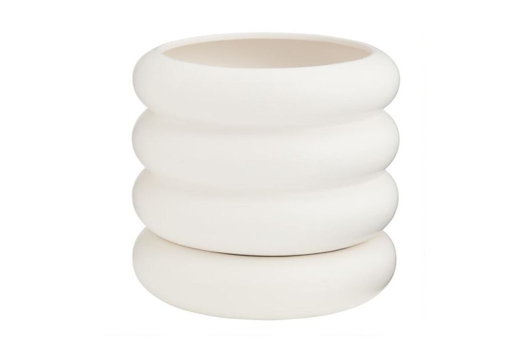 World Market Matte White Stacked Ring Planter