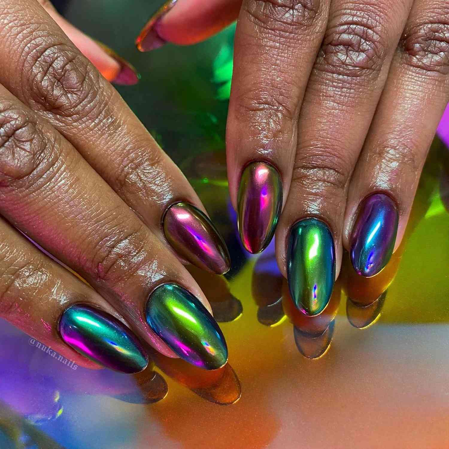 colorful Chrome Nails