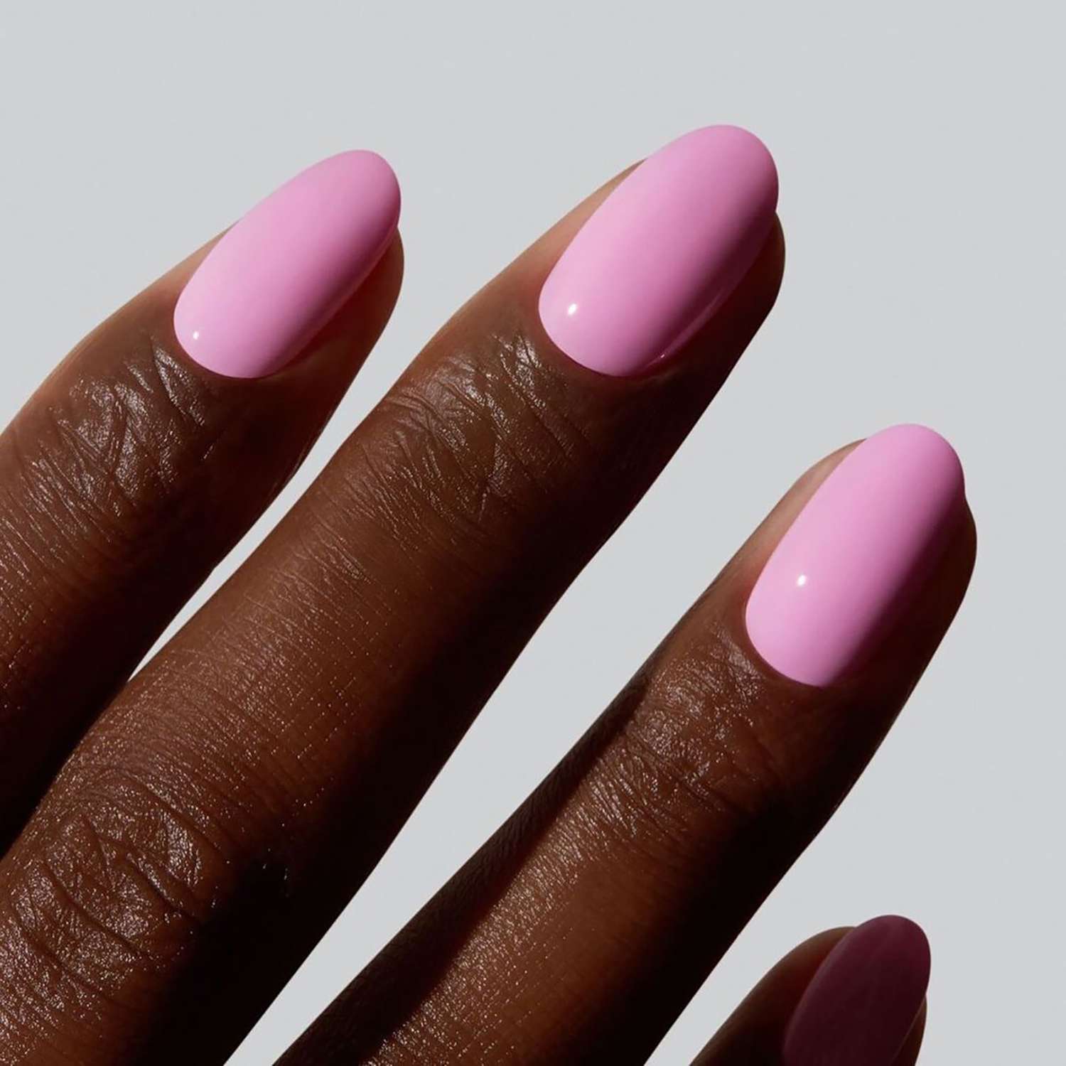 A solid baby pink manicure