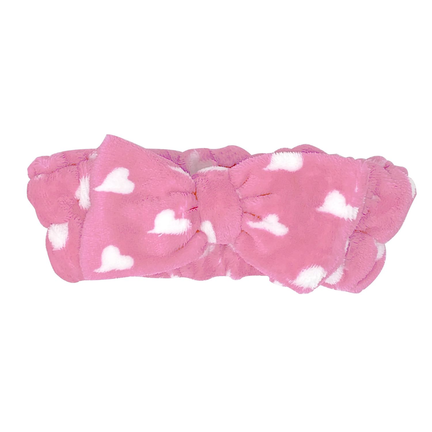 Hot Pink Teddy Headybandâ¢ With White Hearts