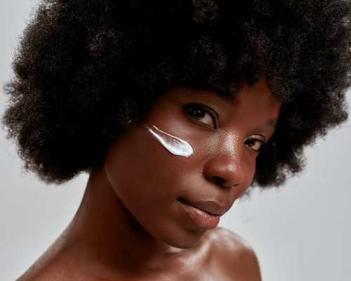 Woman wearing skin cream