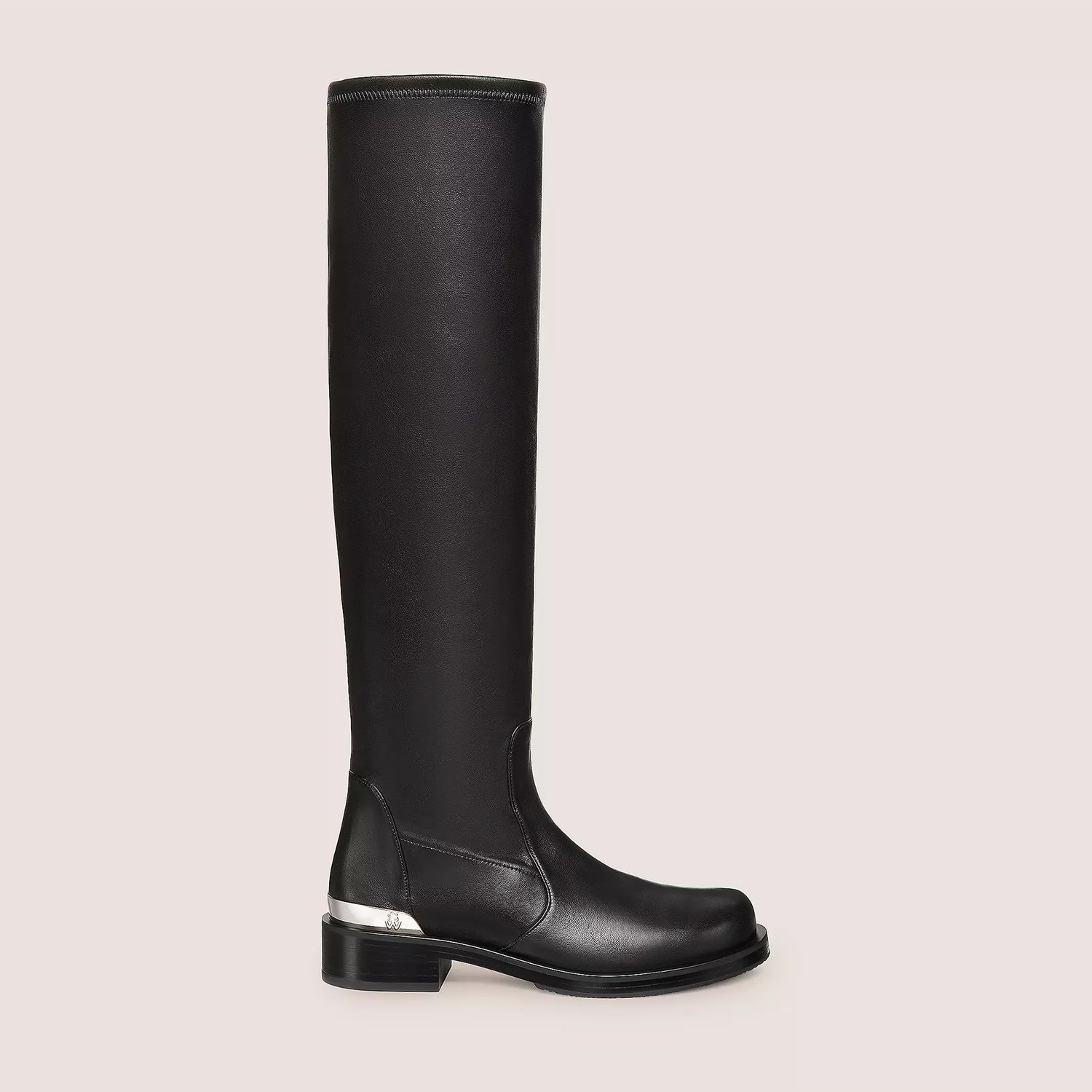 Stuart Weitzman Mercer Bold SW Logo Slouch Boot in black leather