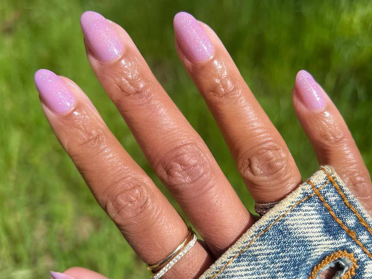 A model with sugar plum fairy nails