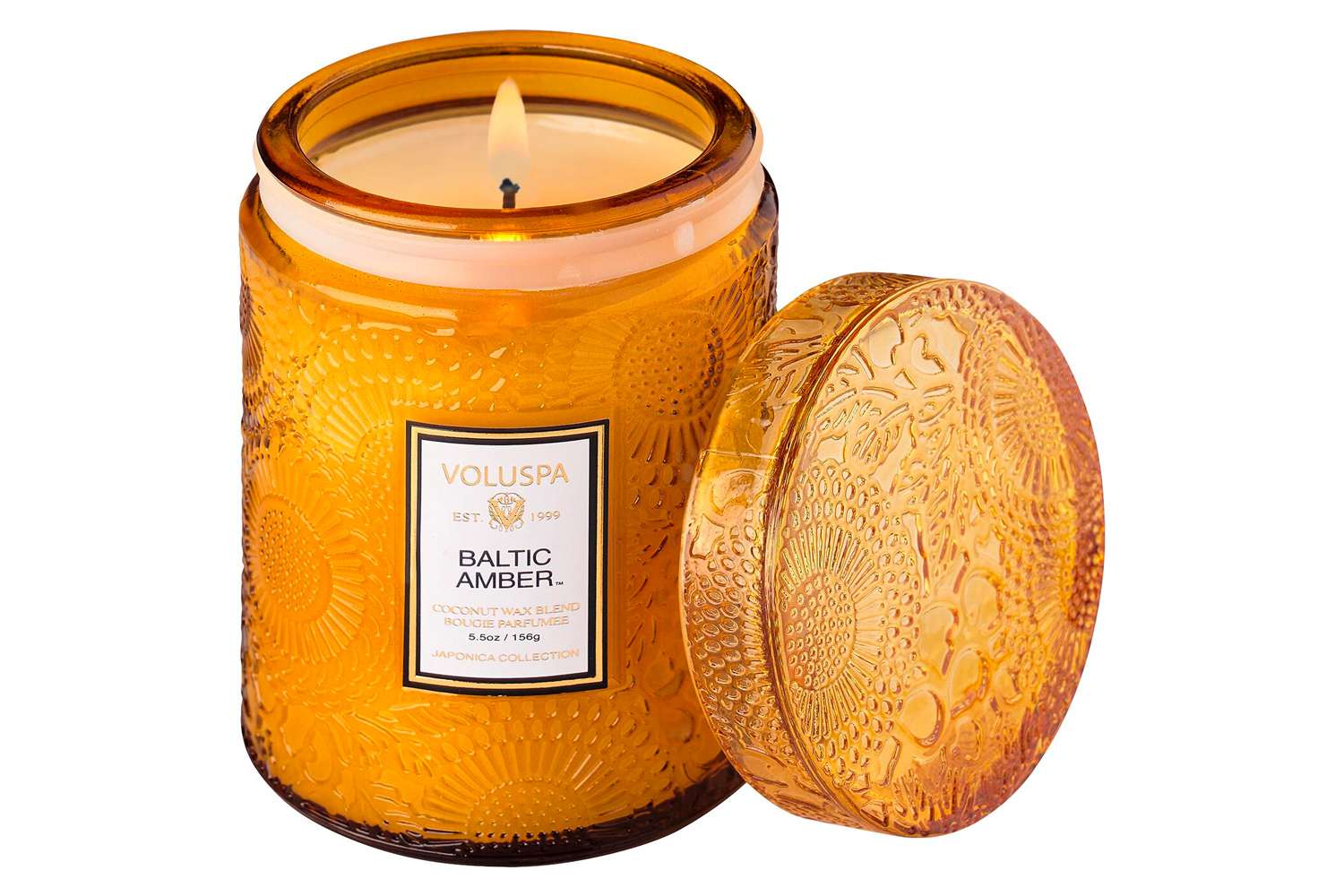 Voluspa Baltic Amber Petite Embossed Glass Candle