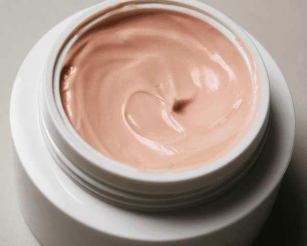 A jar of pink-hued moisturizer