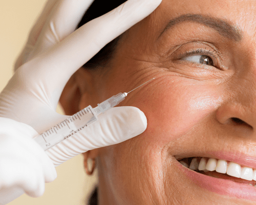 woman in her 60s getting botox