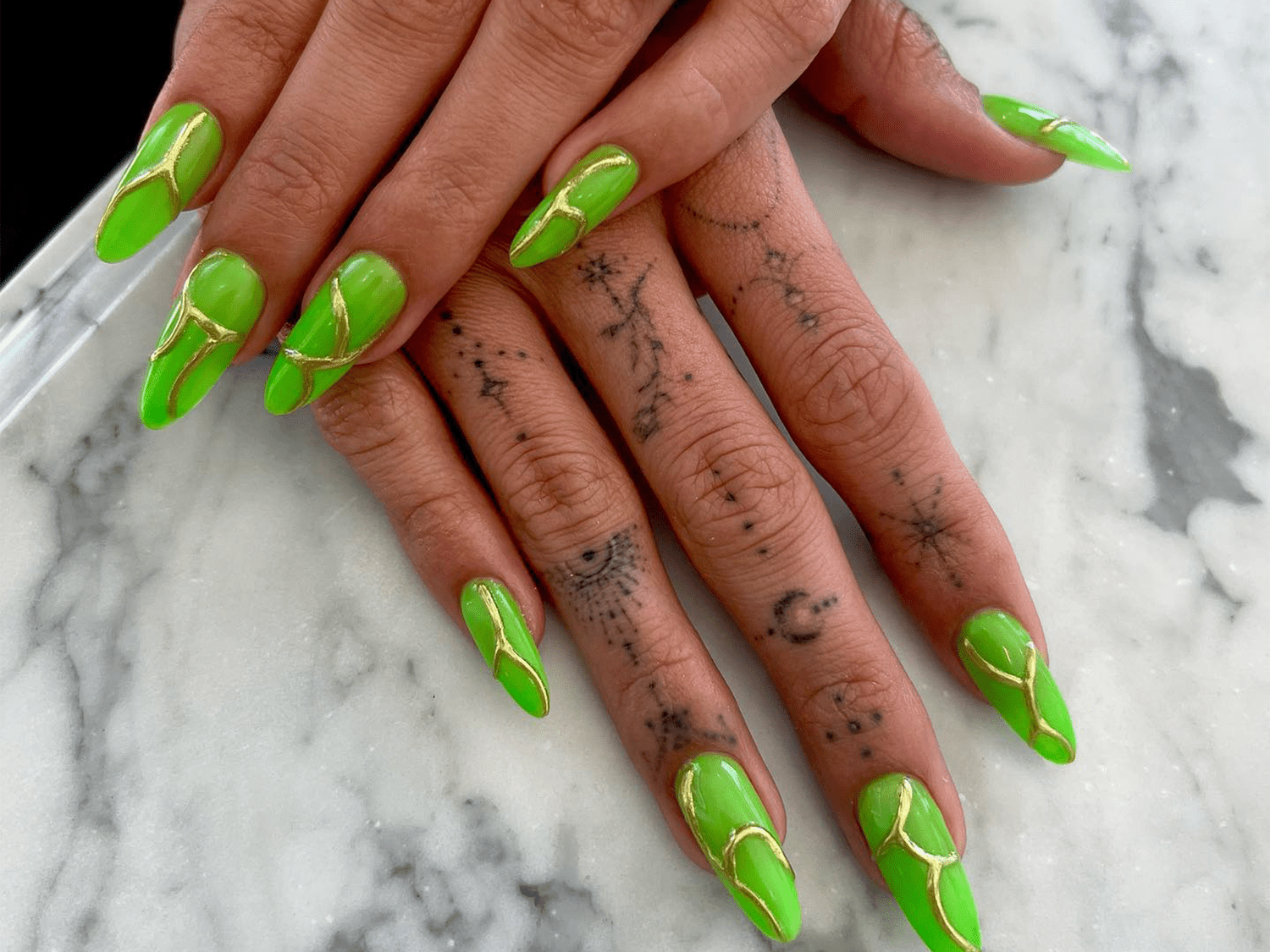 Hailey Bieber's Neon Green Nails