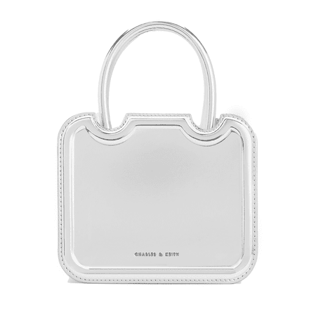 Charles & Keith Perline Metallic Sculptural Tote Bag in silver