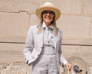 diane keaton in straw hat 