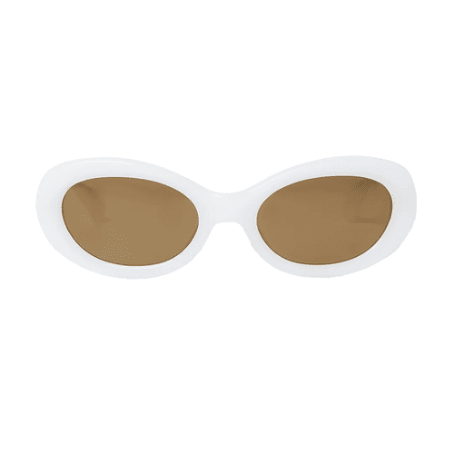 Dries Van Noten Oval Frame Sunglasses in white with golden lenses