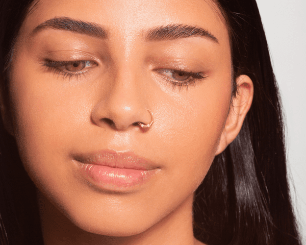 Close up of woman with full eyebrows