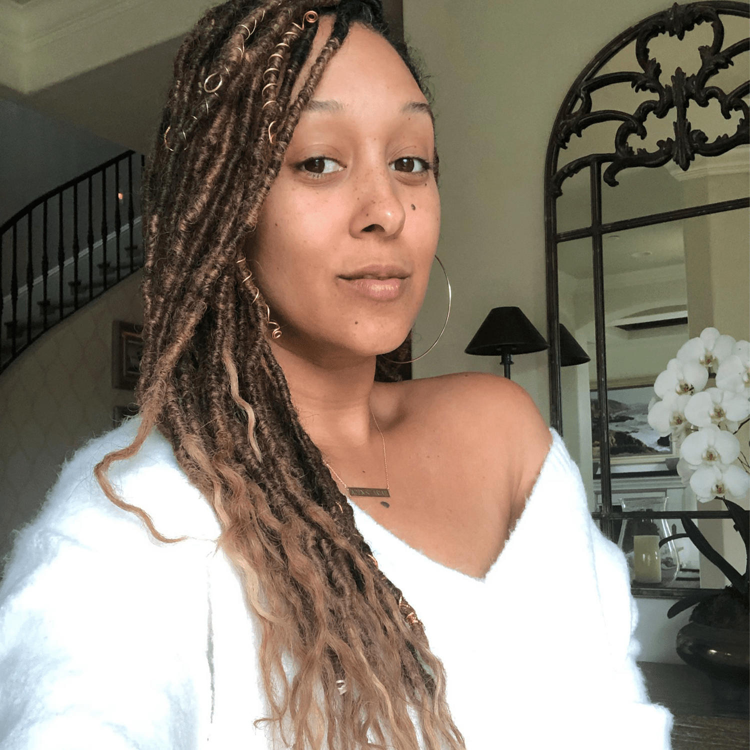 tamera mowry-housley wearing goddess locs