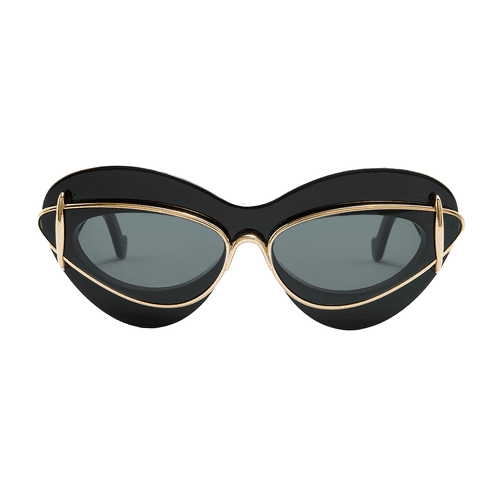 Loewe Cateye Double Frame Sunglasses in black acetate with gold metal accents