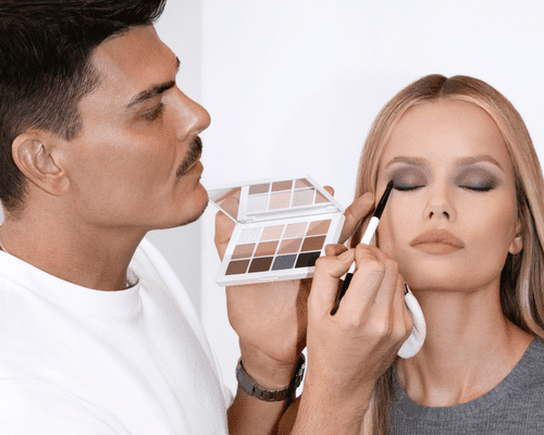 Makeup By Mario applying his Master Mattes: The Neutrals Palette on a model