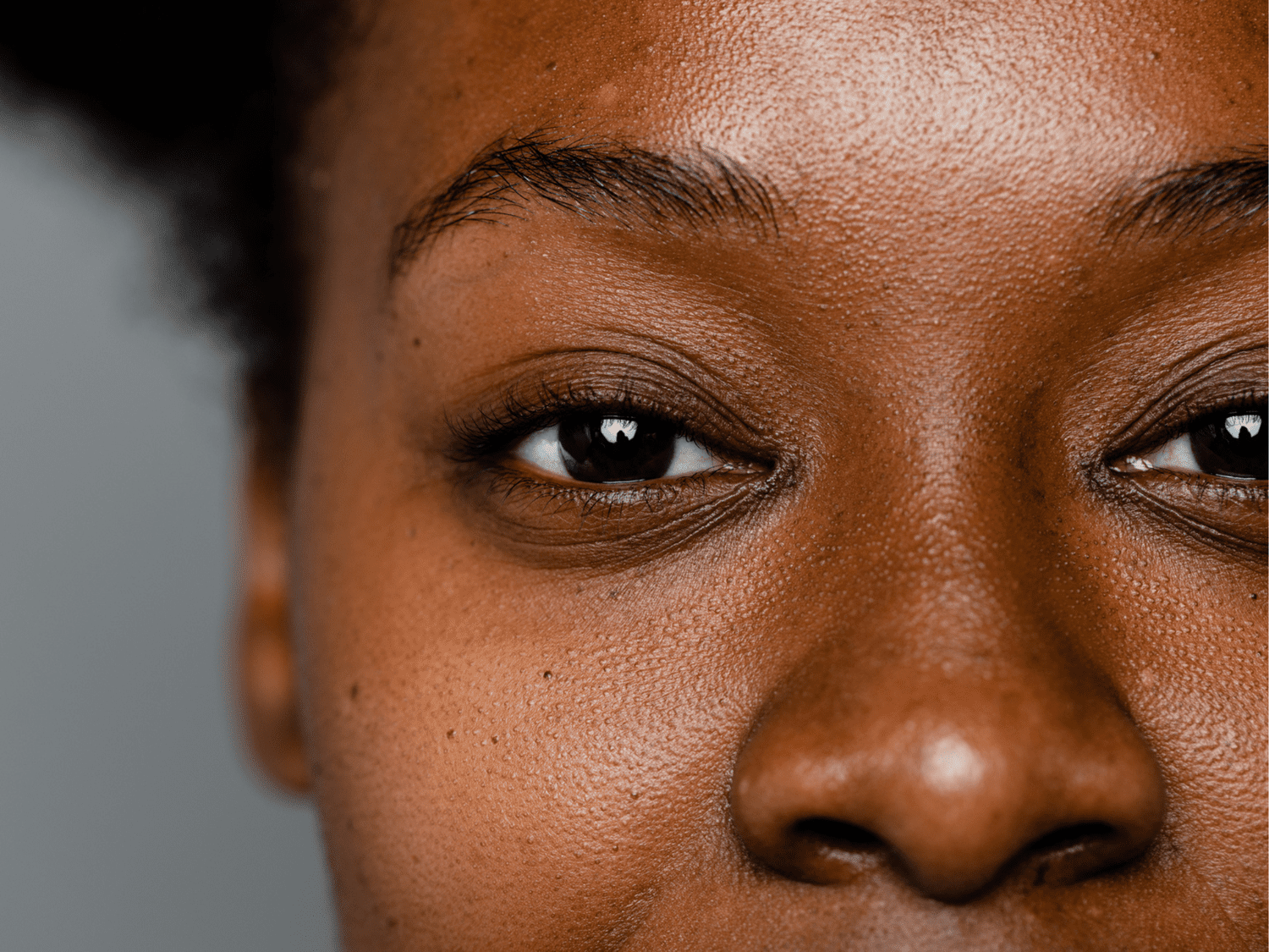 Close up of a woman's eyes and nose