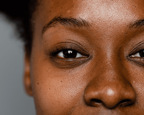 Close up of a woman's eyes and nose