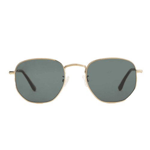 Quince Leighton Polarized Stainless Steel Sunglasses in gold with green lenses