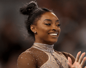 Simone Biles at a gymnastics competition.