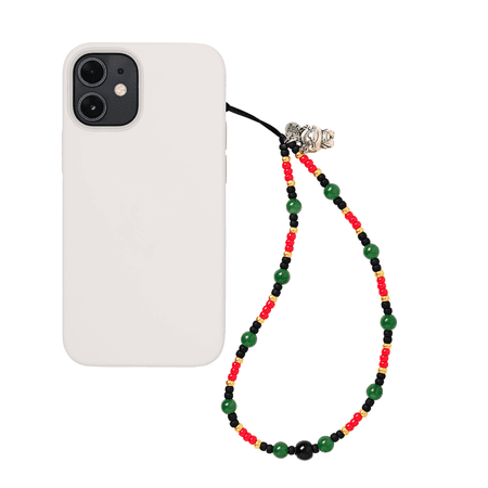 String Ting Year of the Dragon Wristlet Phone Strap with colorful beads and silver dragon charm