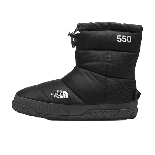 The North Face Nuptse Apres Booties in black and asphalt gray