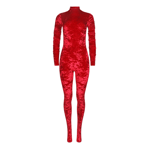 Theophilio Velvet Catsuit in red