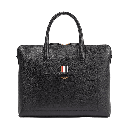 Thom Browne Leather Briefcase in black