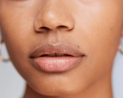 Close up of a woman's nose and mouth